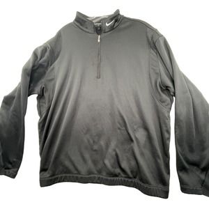 Nike Golf ThermaFit 1/3‎ Zip Up Solid Black Long Sleeve Shirt Mens Large Banded